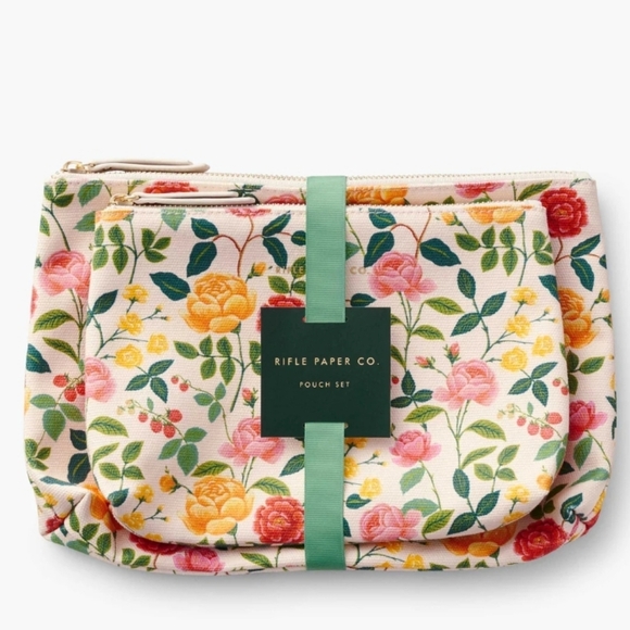 ❤️BUY 2 GET 1 FREE  Rifle Paper Co. Zippered Pouch Set, Retail $38.00, Roses - Picture 4 of 10